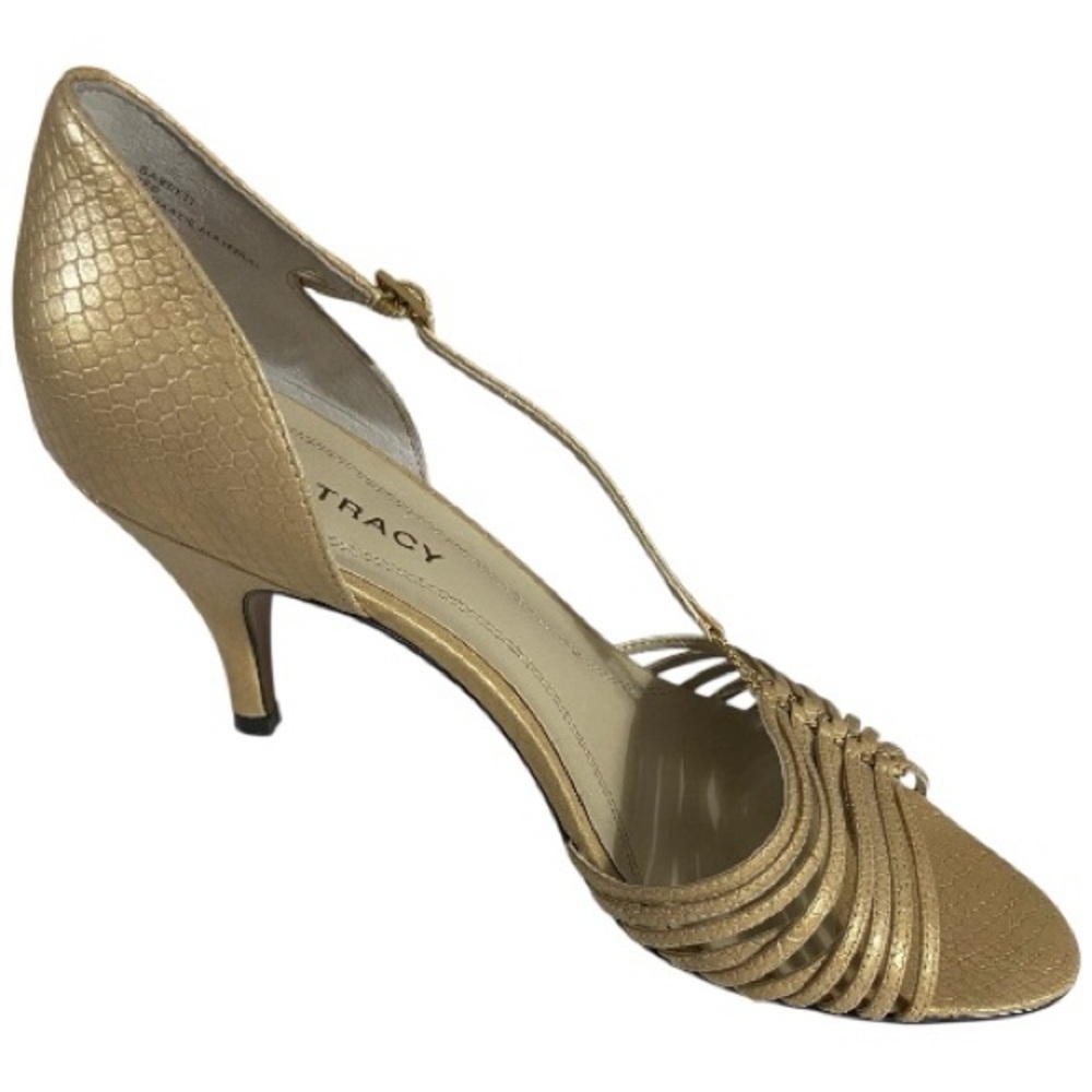 Ellen Tracy Barrett Heels, Strappy, Sz 8.5, High heels 3.25”, Neutral, Leather - Picture 4 of 11